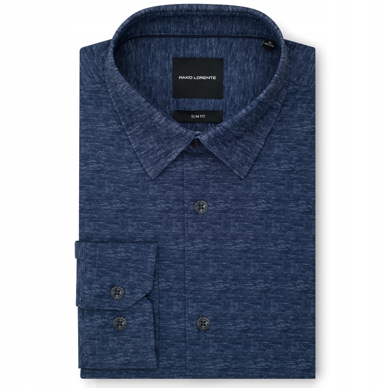 Tmavě modrá pánská košile s melírovaným vzorem Slim Fit Pako Lorente vel M
