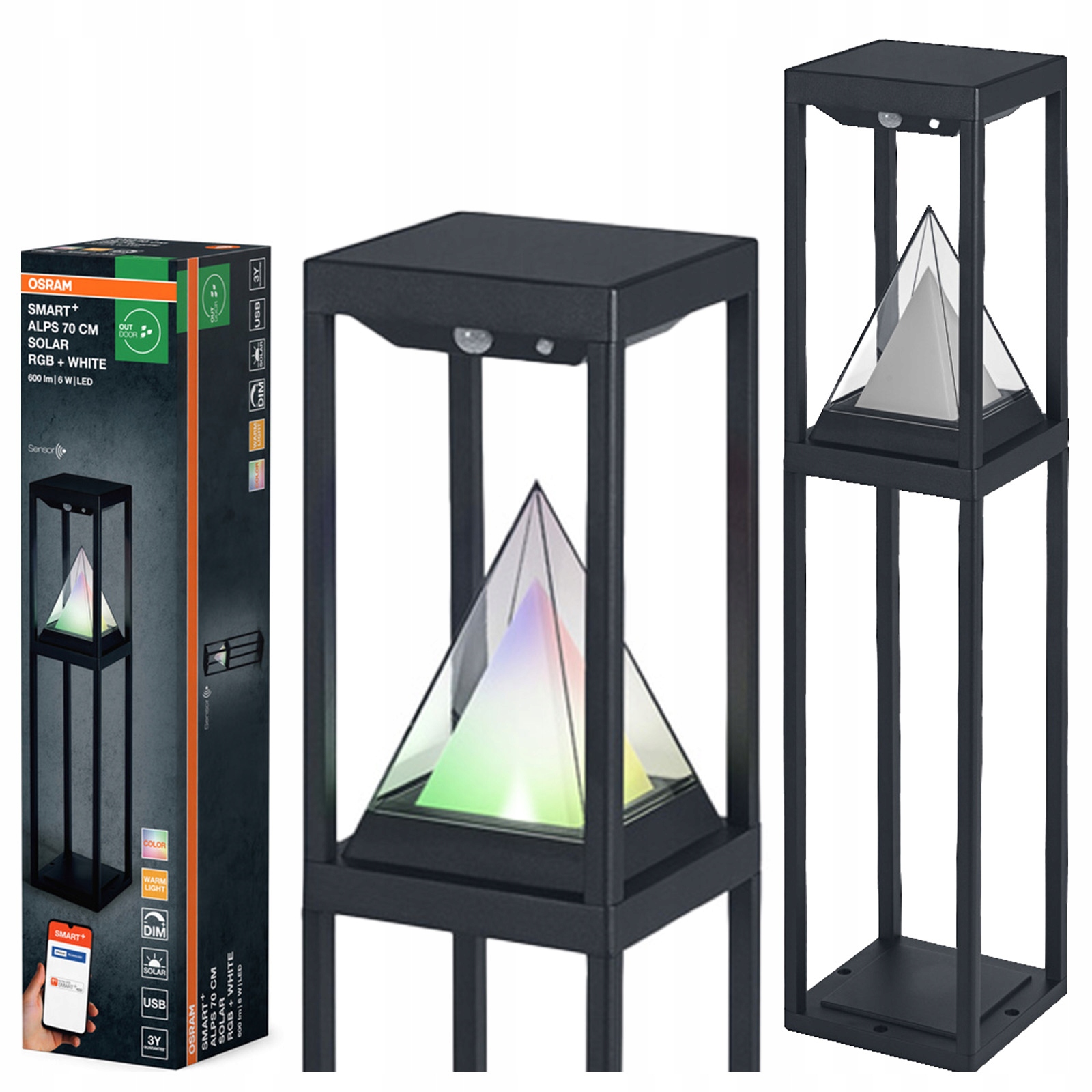 Solárna lampa Led Snímač pohybu súmraku 6W Rgbw Smart+ Bt