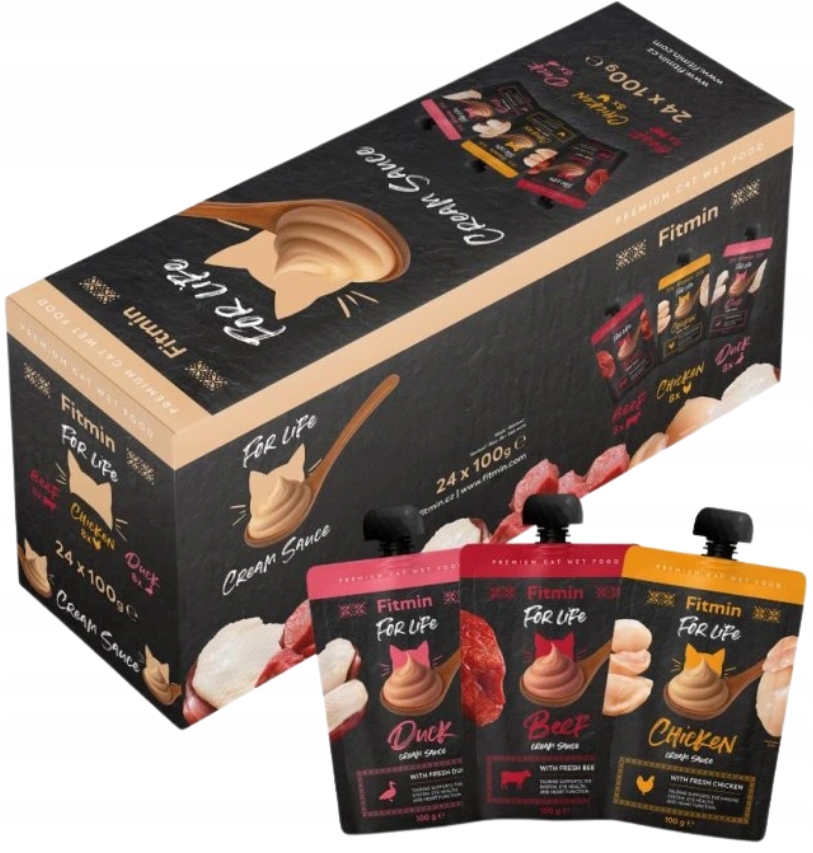 Levně Fitmin Cat For Life Cream Sauce mokré krmivo pro kočky krémové MIX 24x100 g