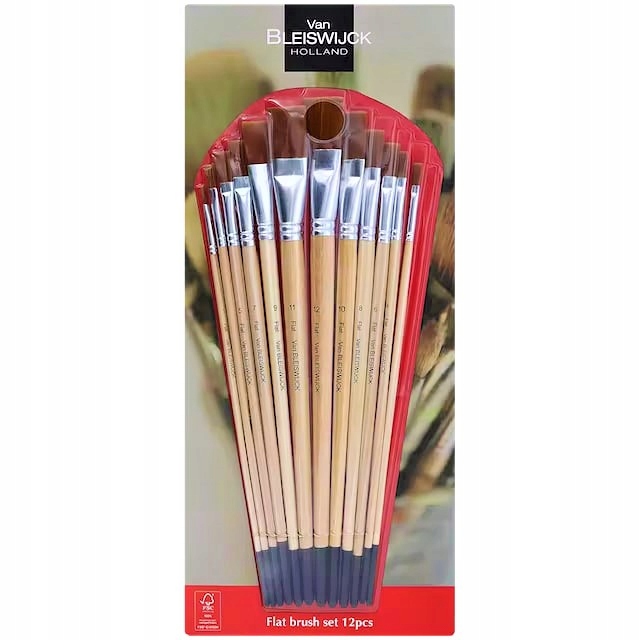 PĘDZLE ARTYSTYCZNE PRO Płaskie Zestaw 12szt