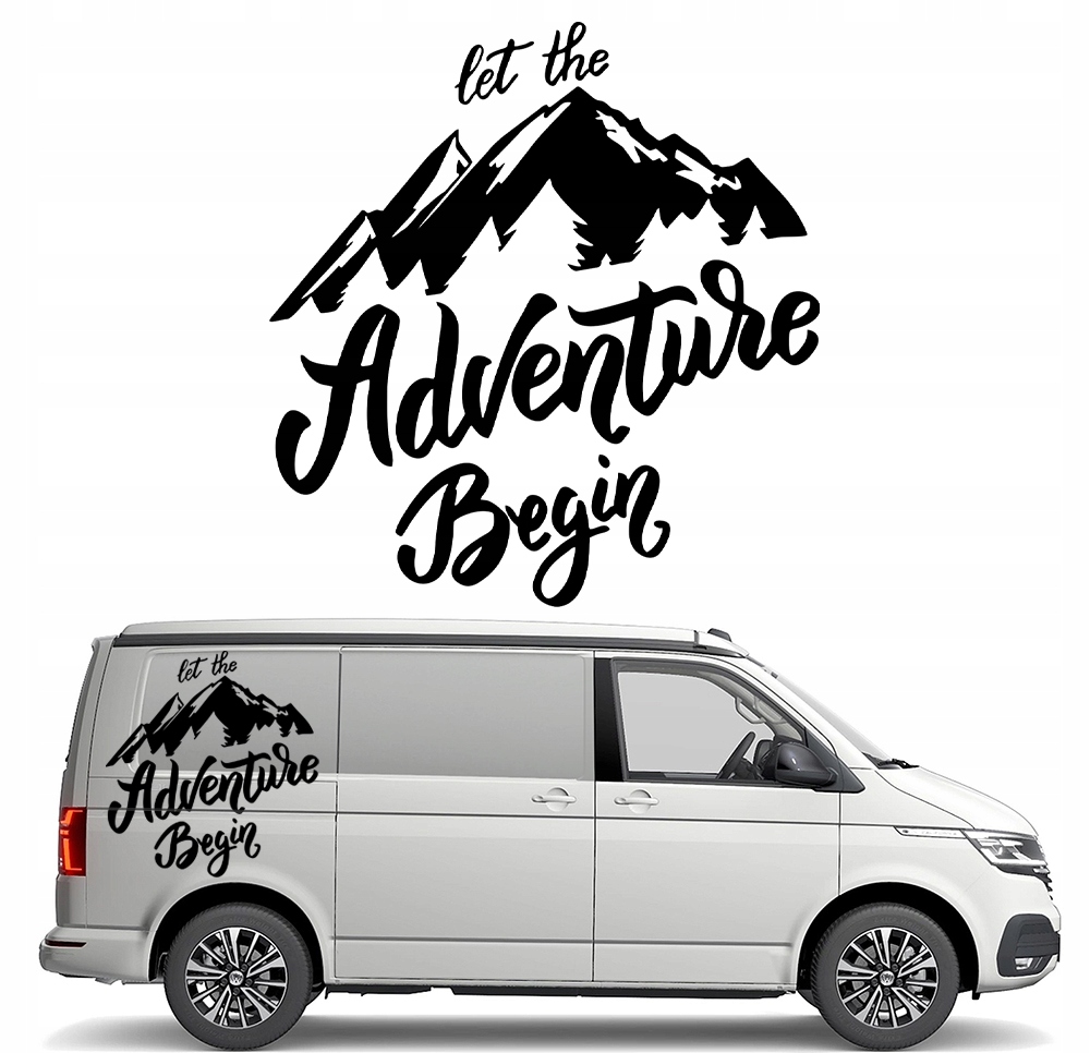 Samolepka Grafika na karavan Adventure Begin Příběh Hory 90x96