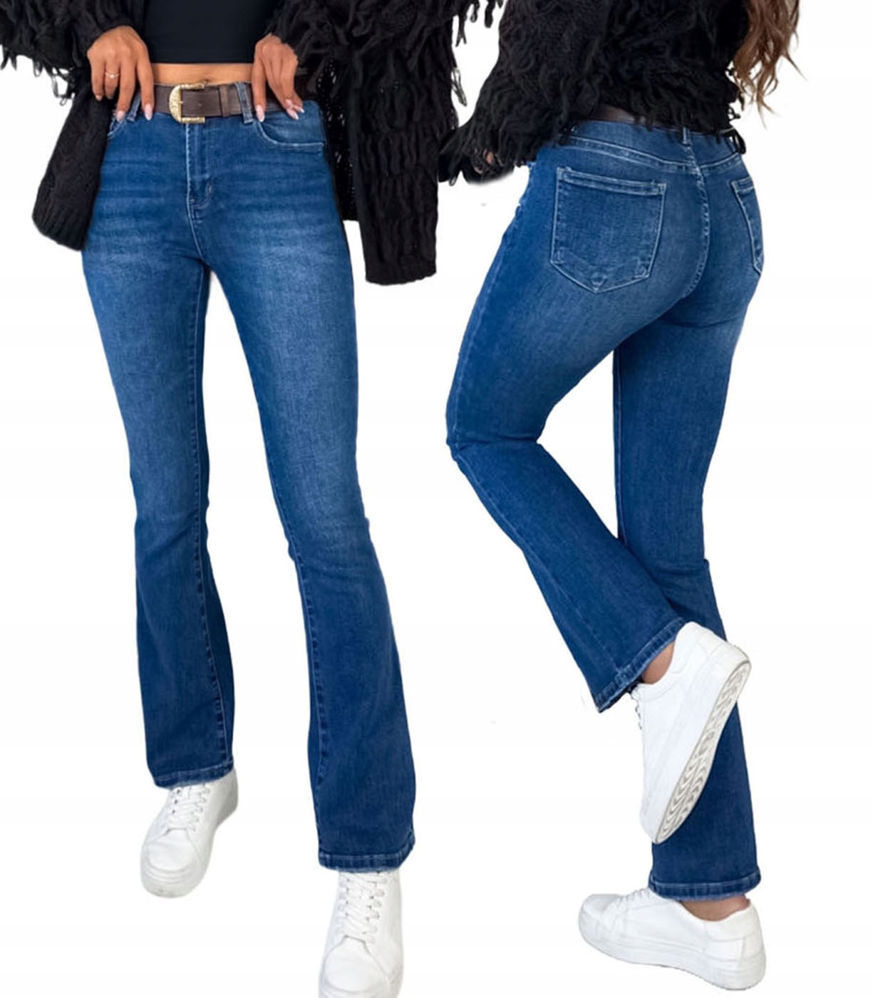 Szwedy z szerokimi nogawkami dżinsy jeansy damskie dzwony