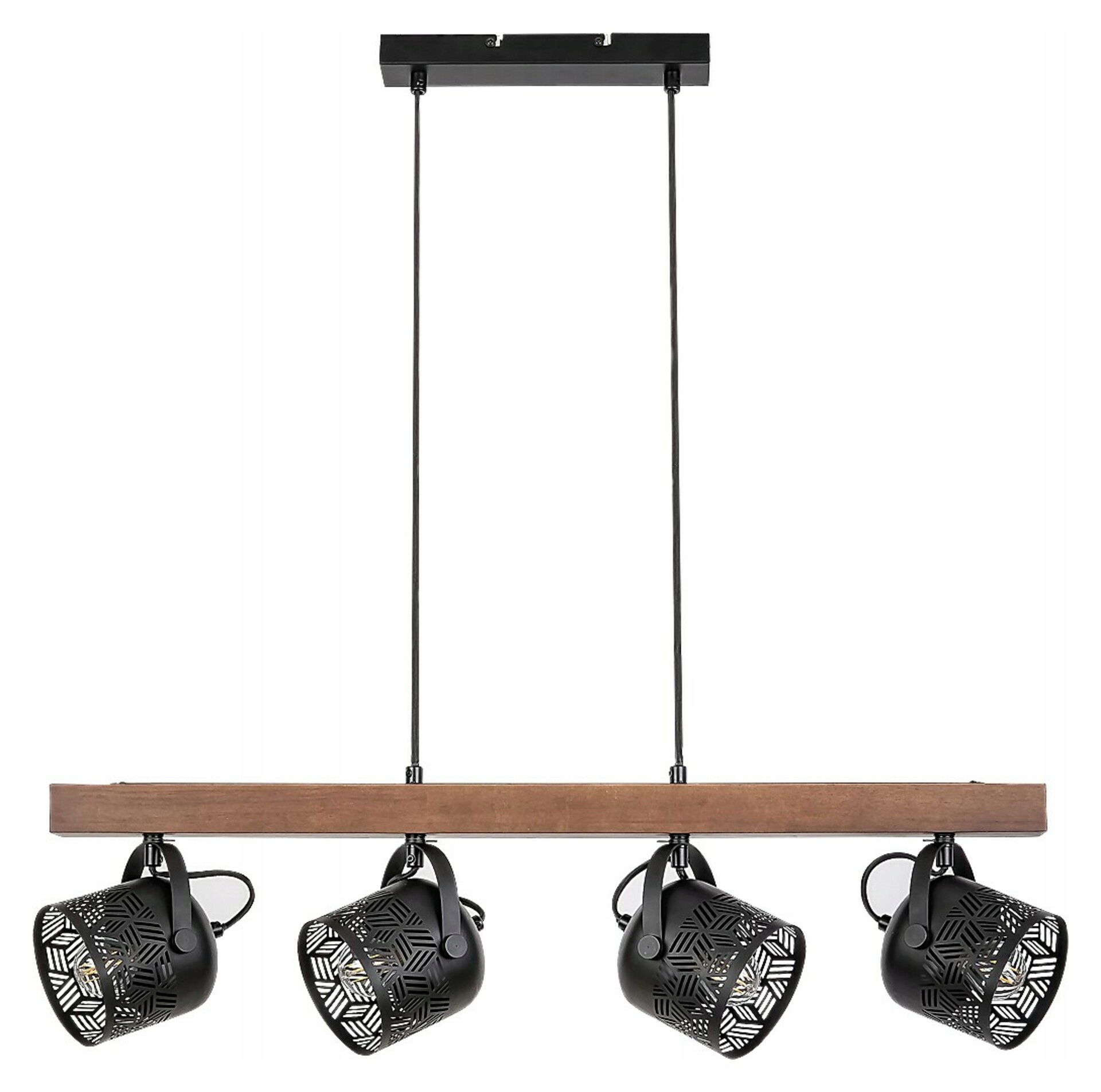 Industriální závěsné svítidlo Rabalux Rotem 4xE14, dřevo/černá, nastaviteln