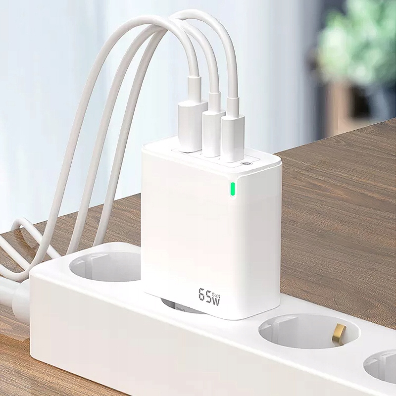 SZYBKA ŁADOWARKA SIECIOWA 60W QC PD | 2xUSB C 1xUSB-A KOSTKA FAST CHARGE Prąd wyjściowy 3250 mA