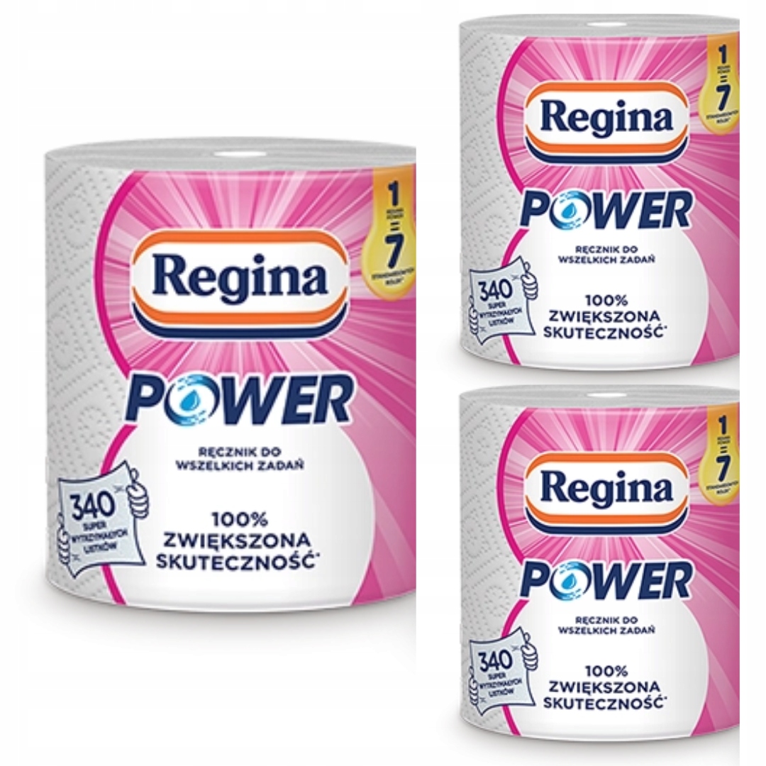 Ręcznik Papierowy Regina Power 2 Warstwy, 340 Listków 100% Celulozy x 3 szt