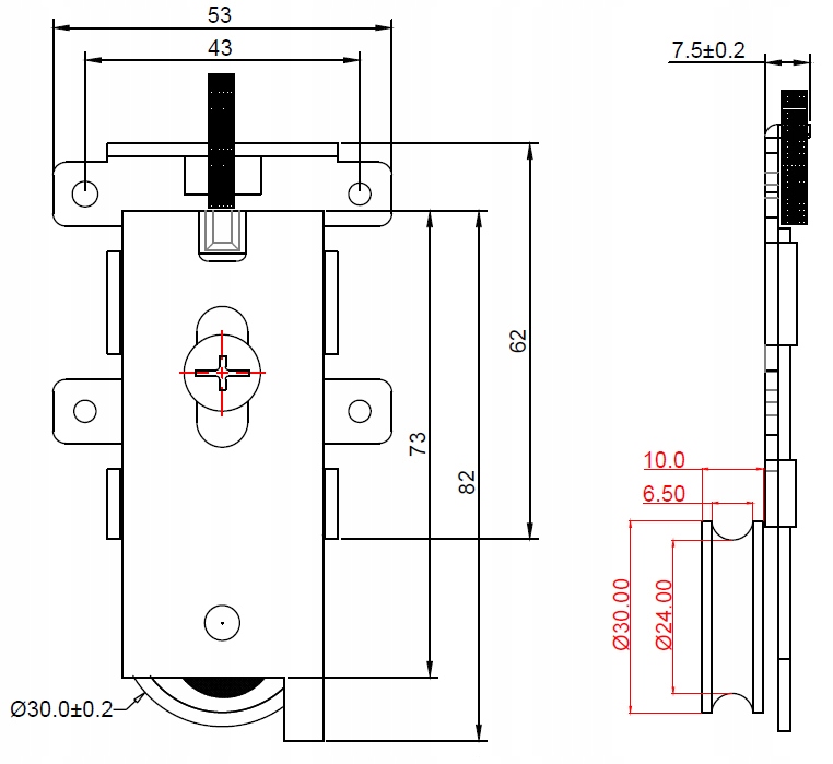 Wózek rolka kółko drzwi przesuwne Avanti AB600 Długość prowadnicy 0 m