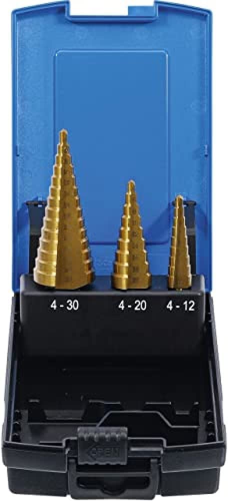 Sada stupňovitých vrtáků 4 – 30 mm 3 ks
