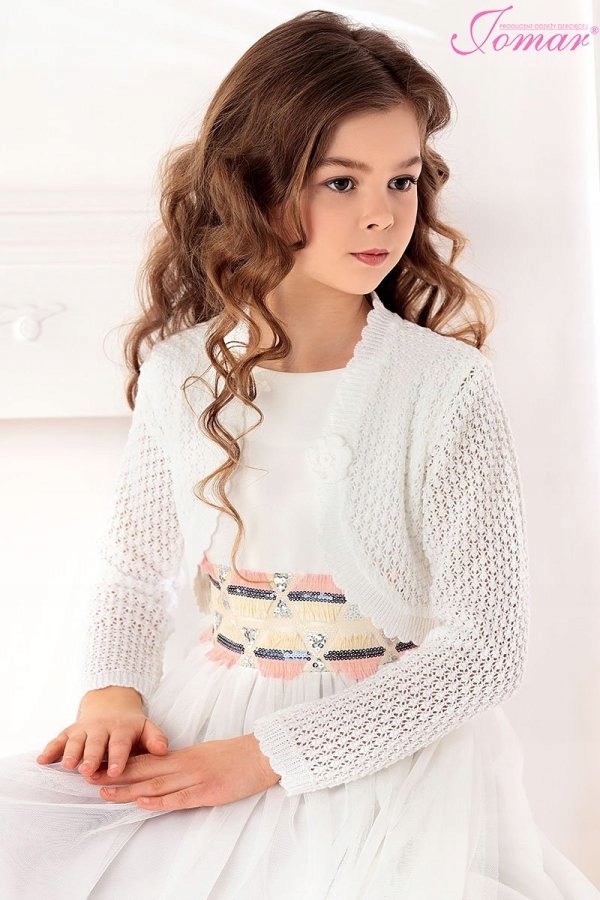 Sweterek, bolerko białe komunijne, komunia śliczne. roz.140 (rozm. 122-158)