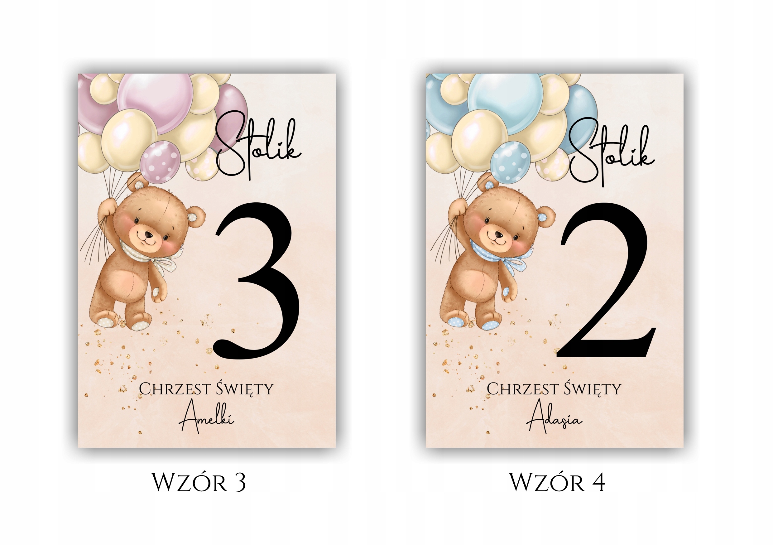 Numery stołów CHRZEST ŚWIĘTY, ROCZEK, URODZINY z misiem Wysokość produktu 145 cm