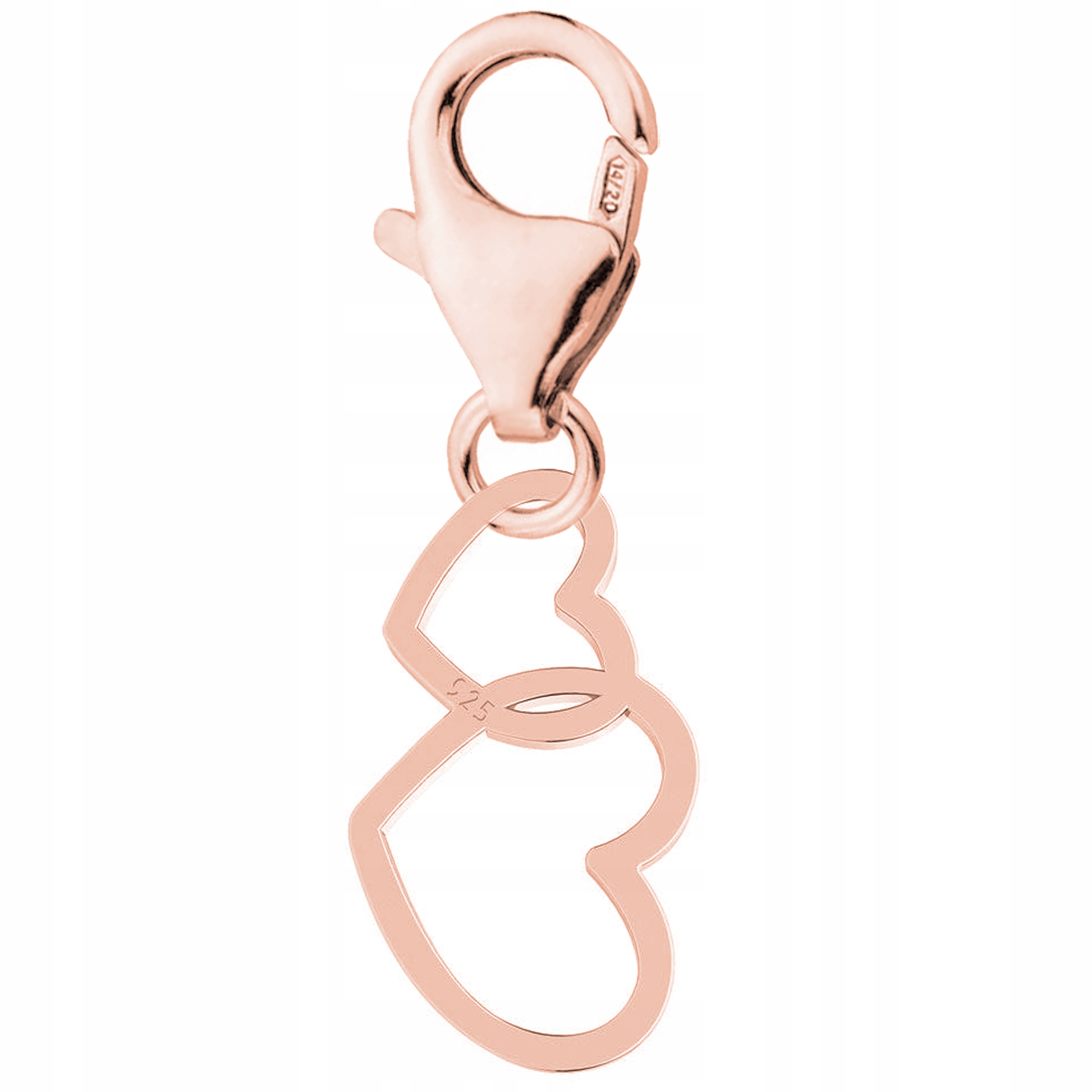 Přívěsek Dvě Srdce růžové zlato stříbro 925