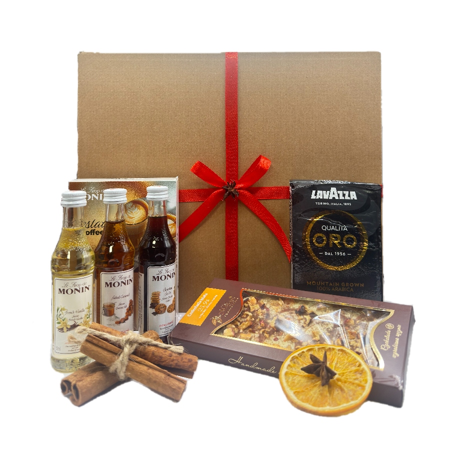 Levně Dárková sada Mletá káva Čokoláda Sada sirupů
