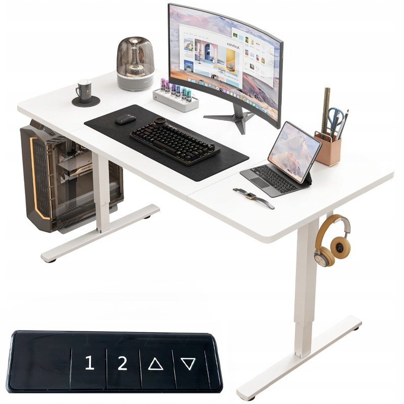 Elektrický zvedací psací stůl bílý 160 cm nastavitelný, Moderní 72-118 cm