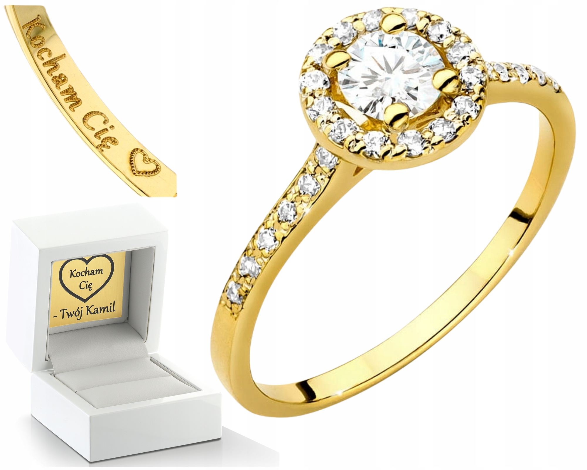 Zlatý Prstýnek Laboratorní Brilianty Drť 585 Dárek Gravírování