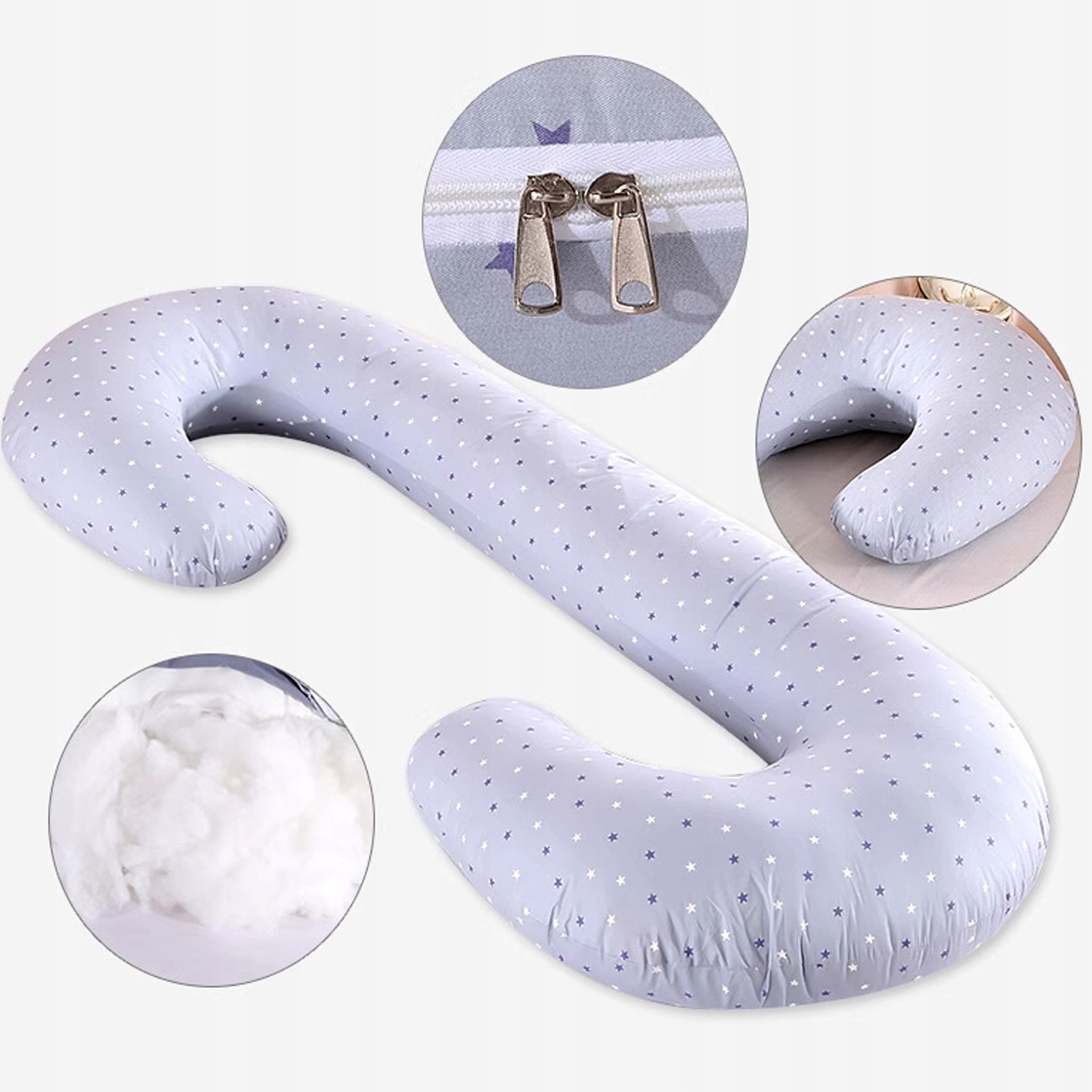 PODUSZKA DLA KOBIET W CIĄŻY CIĄŻOWA ROGAL DO SPANIA TYPU C NICEKIDS Kolor szary