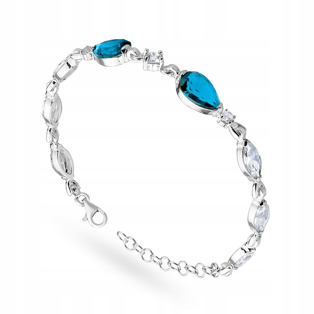 Stříbrný Dámský Náramek ryzost 925 s modrými a bílými zirkony