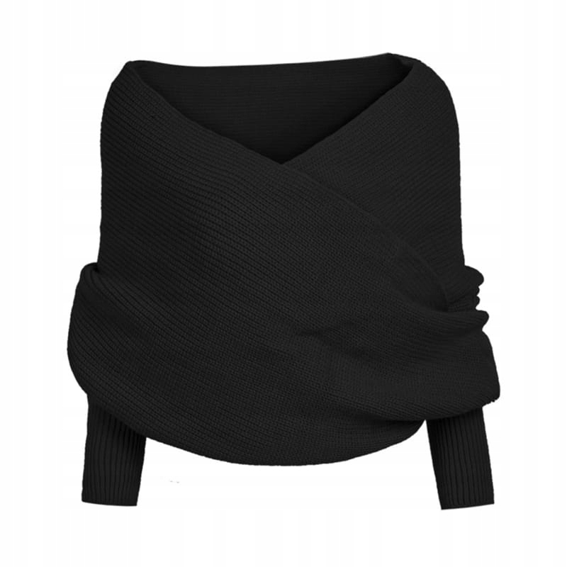 

Sweter Szal Z Rękawami Czarny Dolores