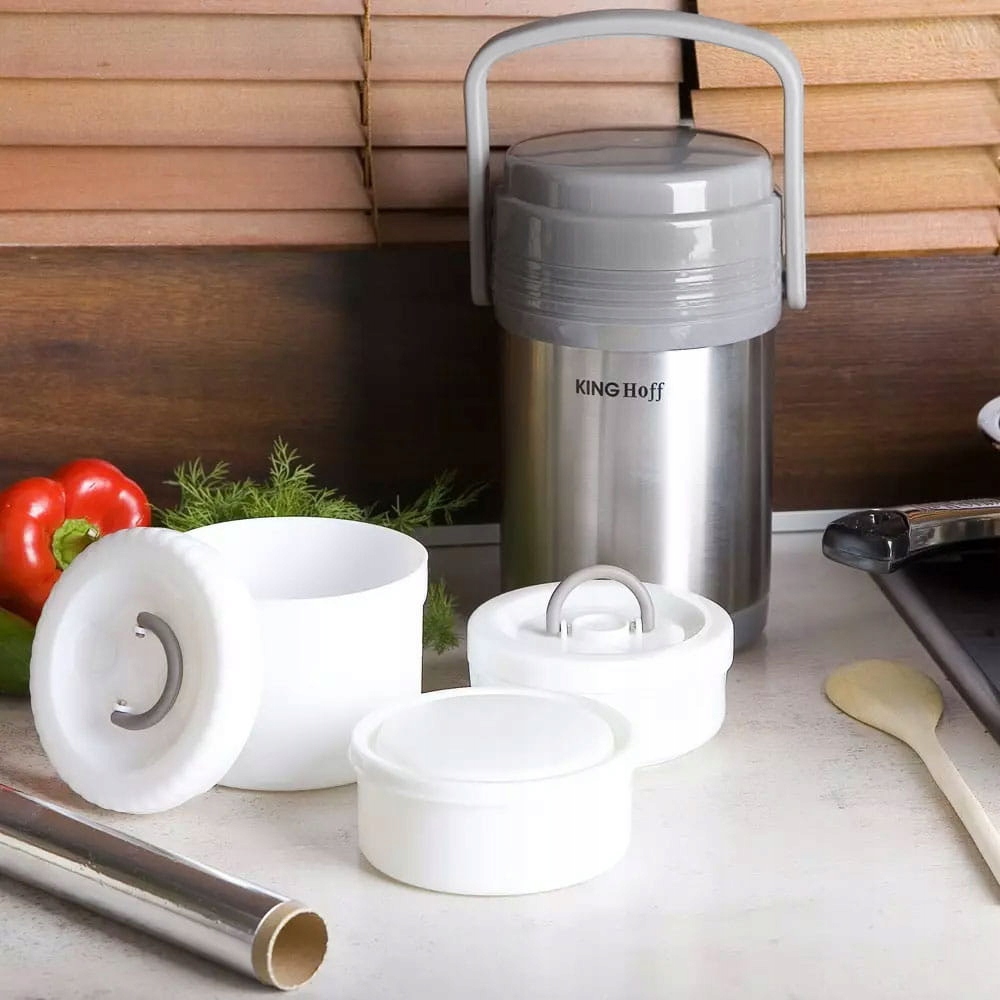 Termos obiadowy 1.5L stalowy z 3 pojemnikami KINGHOFF KH-4075 EAN (GTIN) 5908287240759