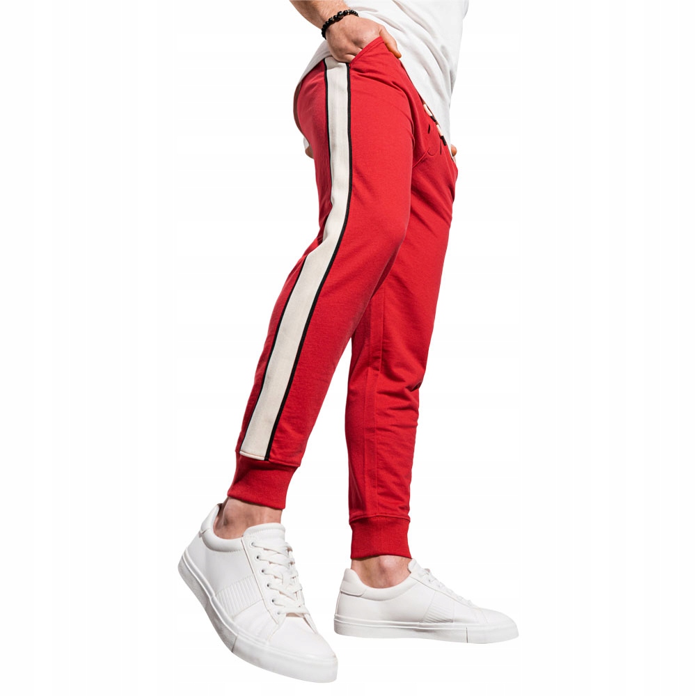 

Spodnie męskie dresowe joggery P951 czerwone XL