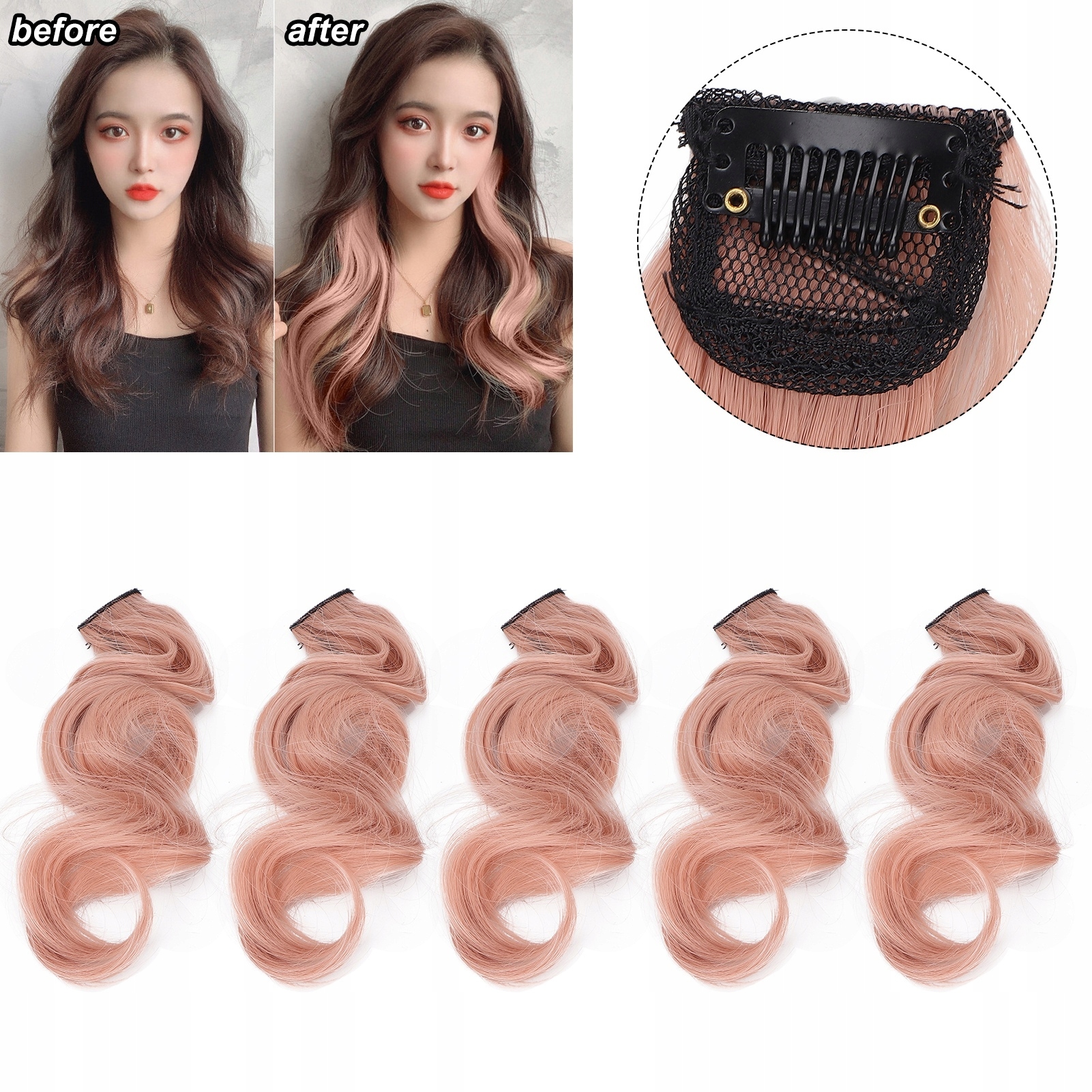 5X DOCZEPIANE WŁOSY CLIP IN PASEMKA RÓŻOWY OMBRE Kod producenta XXYHC0676