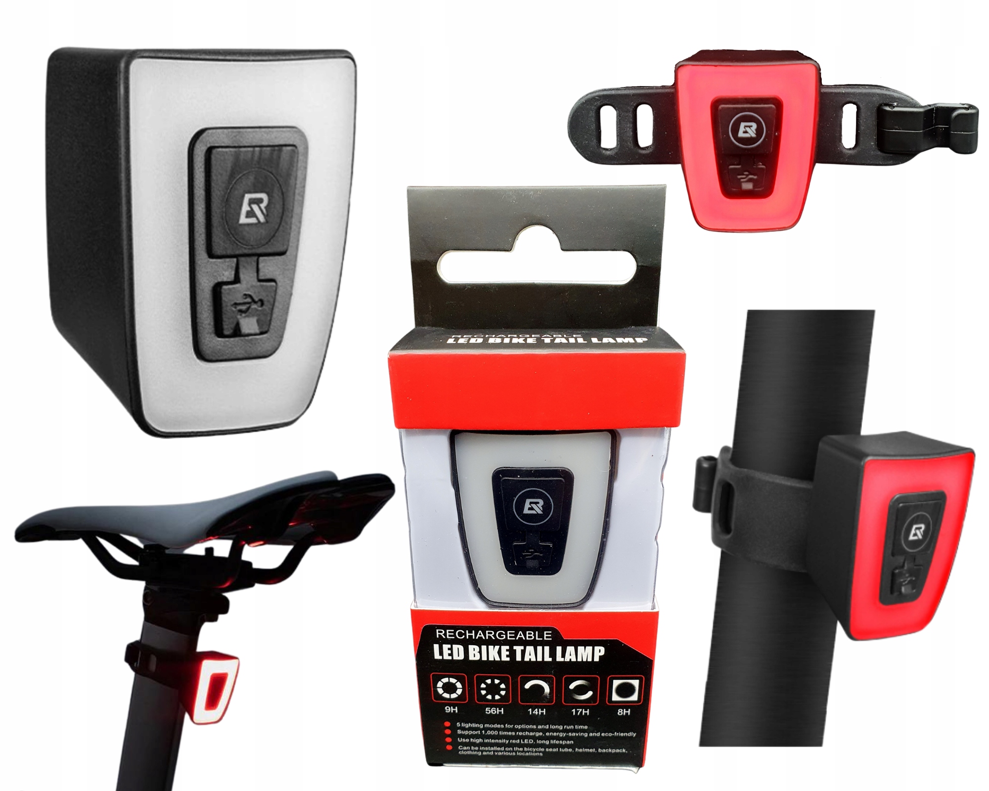 

Tylna lampka rowerowa Led Usb 5w1 tył Wodoodporna