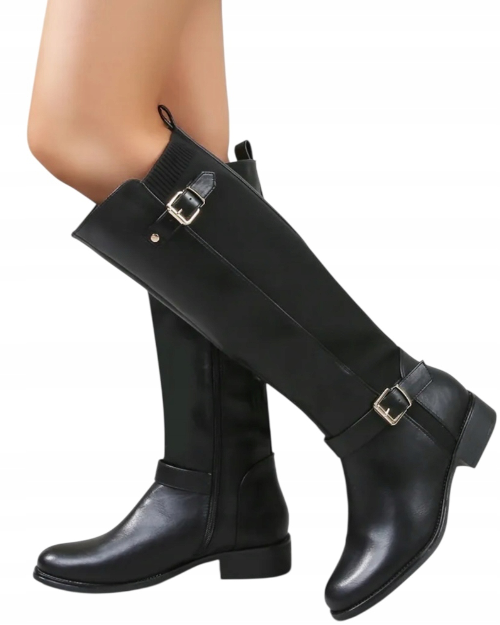 Kozačky boty, dámské, velká velikost, flexibilní Svršek , černé 44