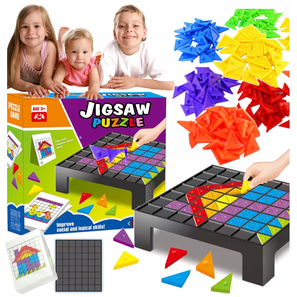 Gra Logiczna Układanka Tangram Karty 54 Wzory 150 Klocki