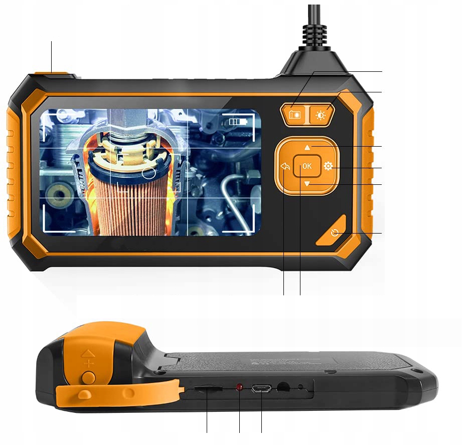 Kamera INSPEKCYJNA ENDOSKOP 5M 7LED FULL HD LCD Wyświetlacz 2600MAH ZESTAW Marka FotoRob