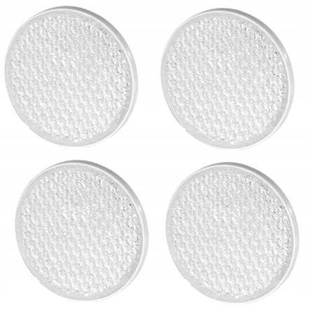 ZESTAW - 4 x Odblask okrągły - Biały odblaski przyczepy śrubka ŚRUBA 81MM