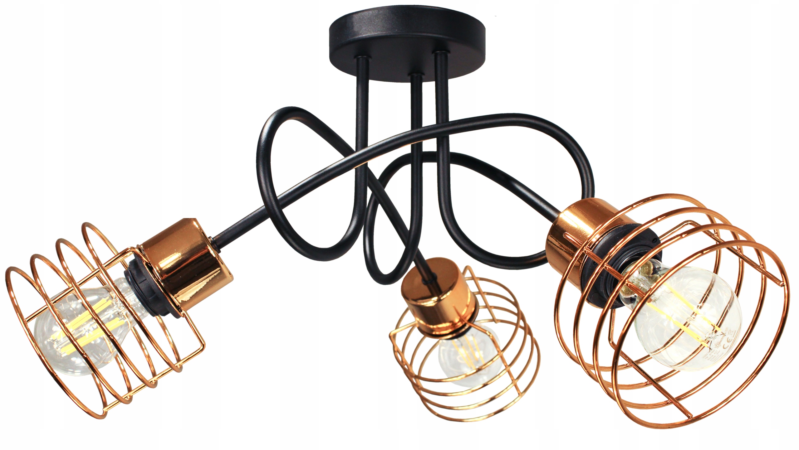 Lustr stropní svítidlo Edison Loft černá měď závěsná Led stropní lampa