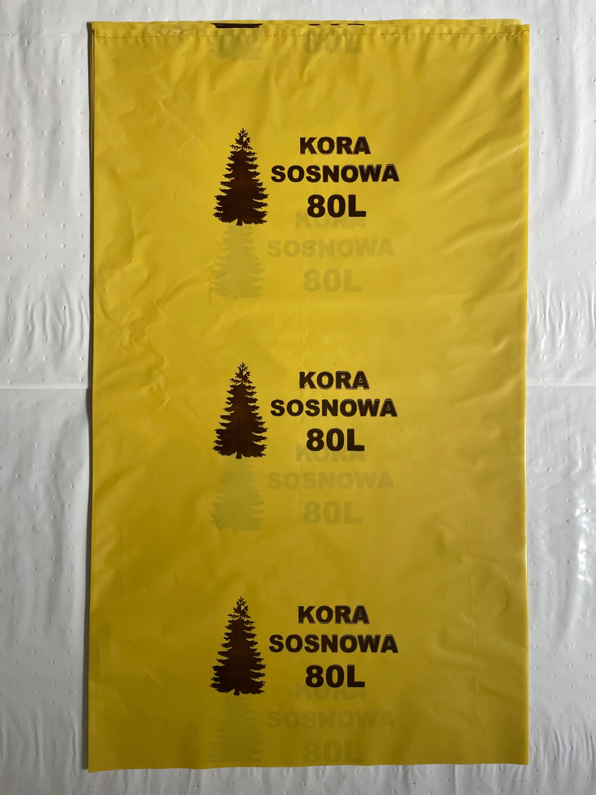 Worki na korę sosnową 530x900 żółte 80L 200 sztuk