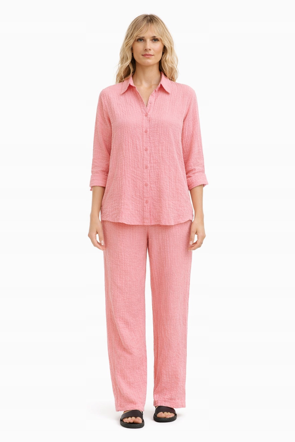 Růžové Kalhoty S Lenem A Bavlnou S Volánky, Velikost 1I4A