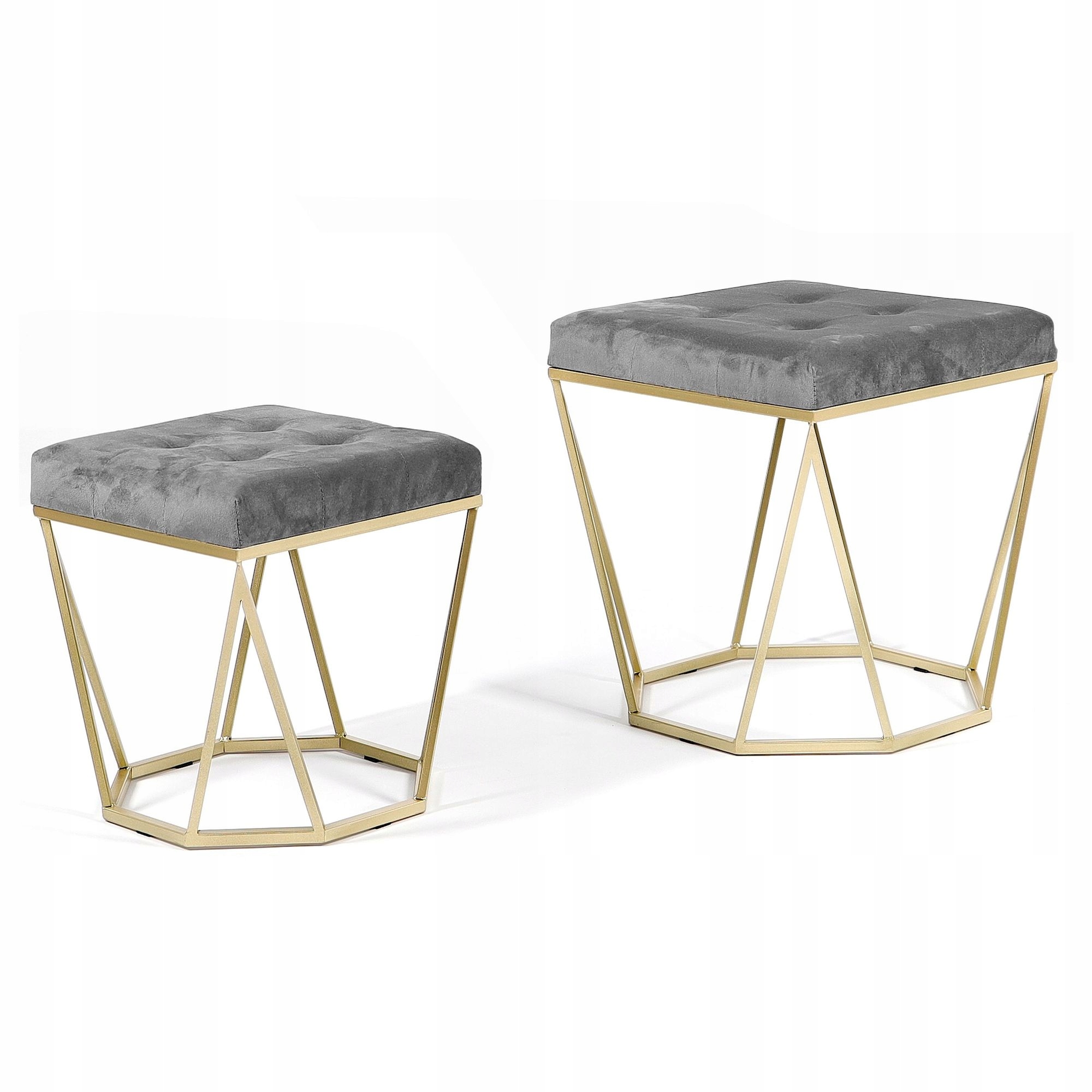 Pufa Welurowa Złota Szara Welur 37 + 45cm 2w1