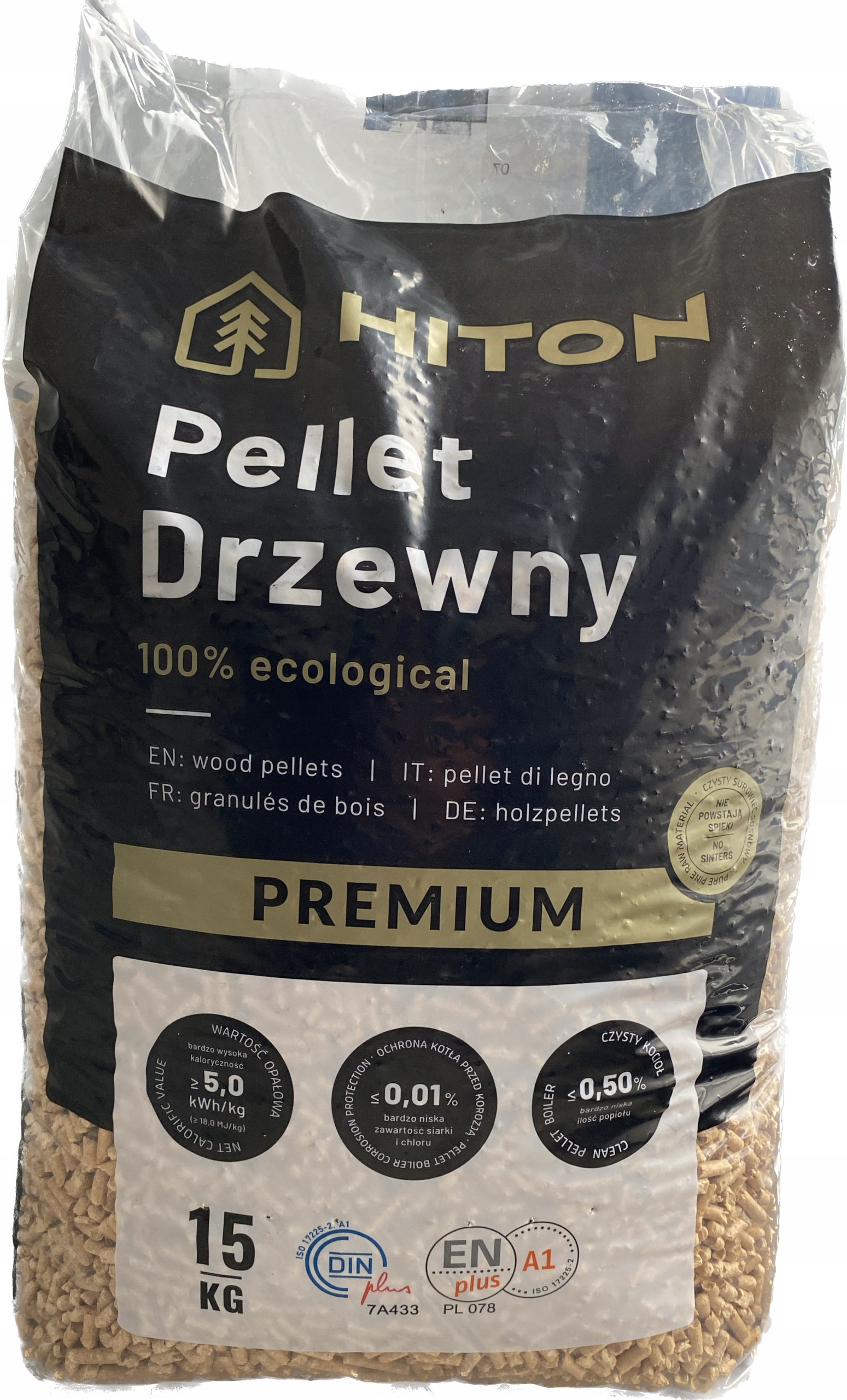 Pellet Pelet drzewny sosnowy ENplus A1 DINplus 100% drewno Marka inna