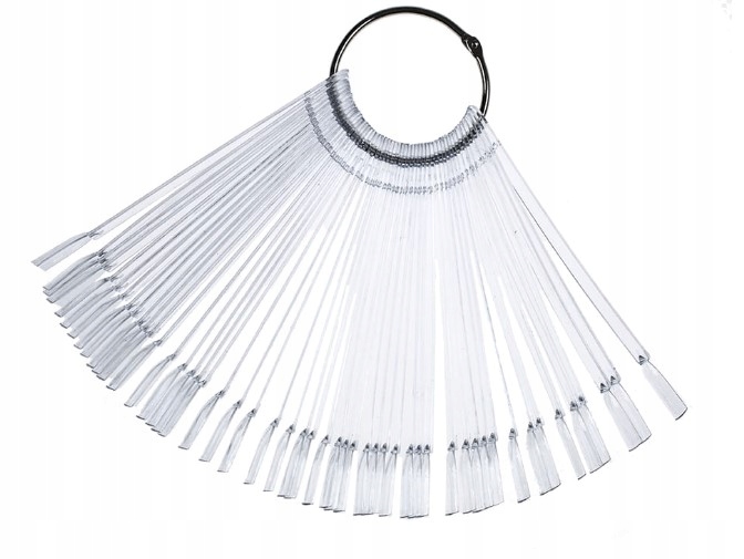 WZORNIK LAKIERÓW NA KOLE WACHLARZ KWADRAT x 50 tipsów PRZEZROCZYSTY