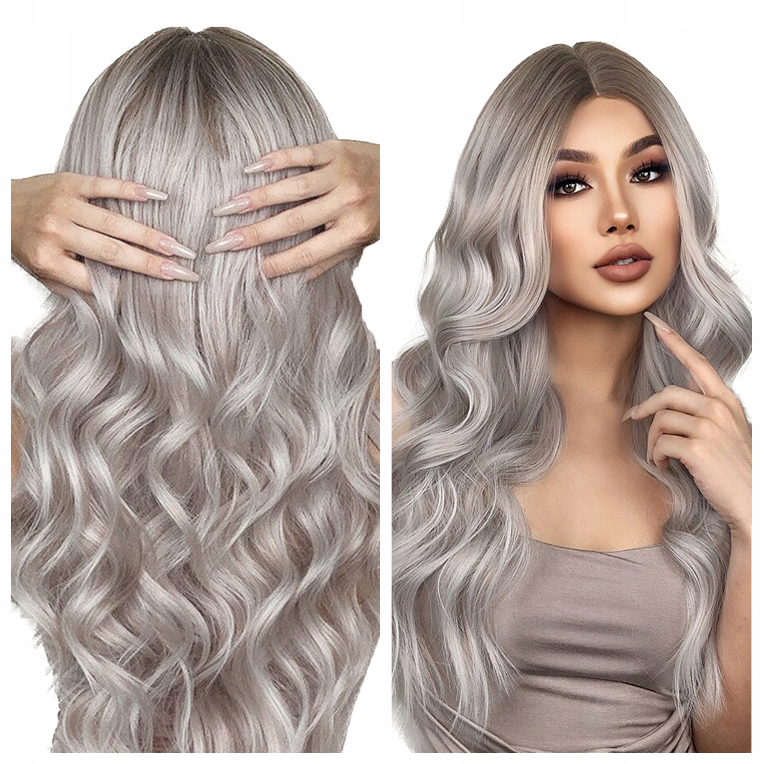 Peruka Ombre popiel platyna Blond Jak Naturalne