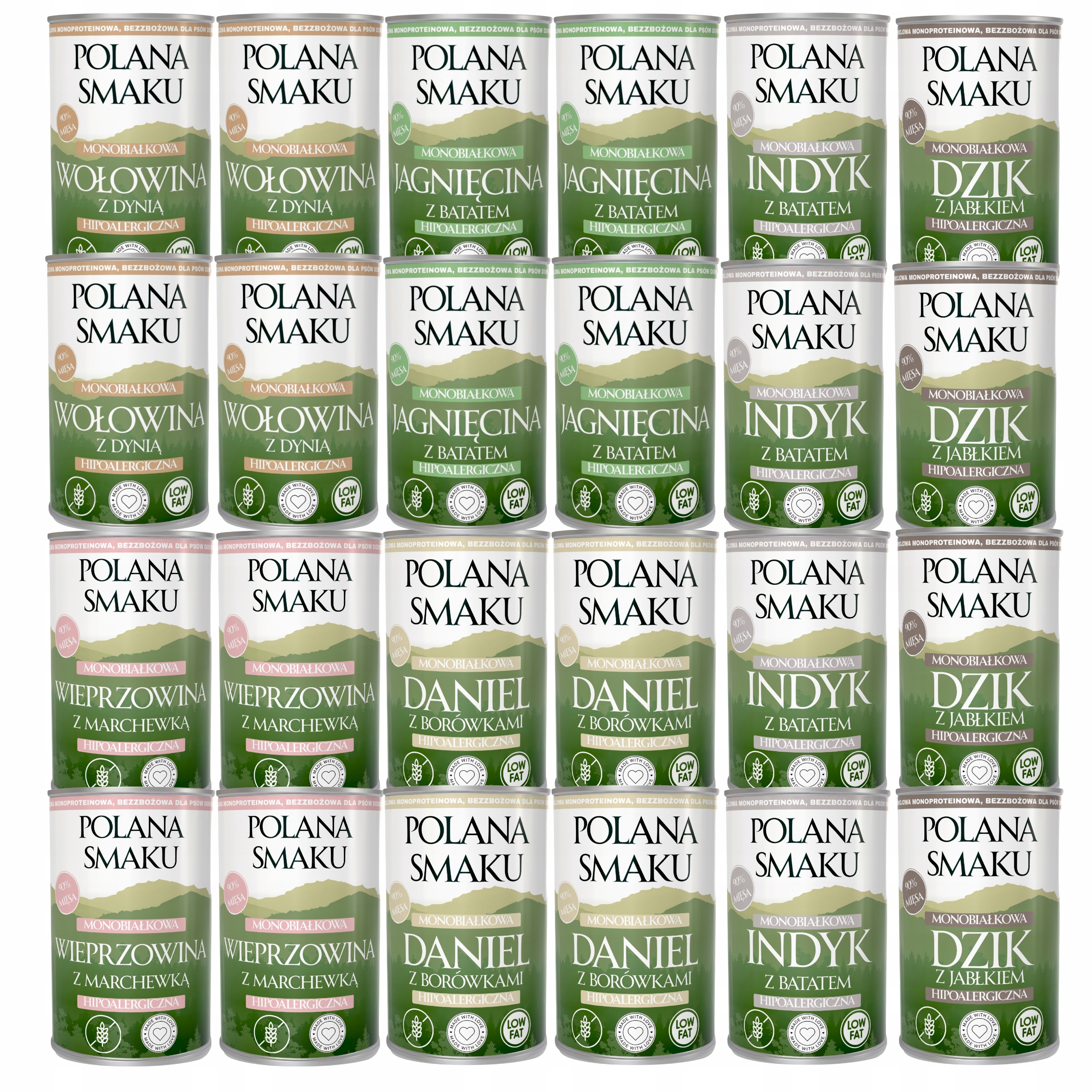 Levně Polana Smaku Vlhké krmivo pro psy mix chutí 24 x 400 g Monoproteinové