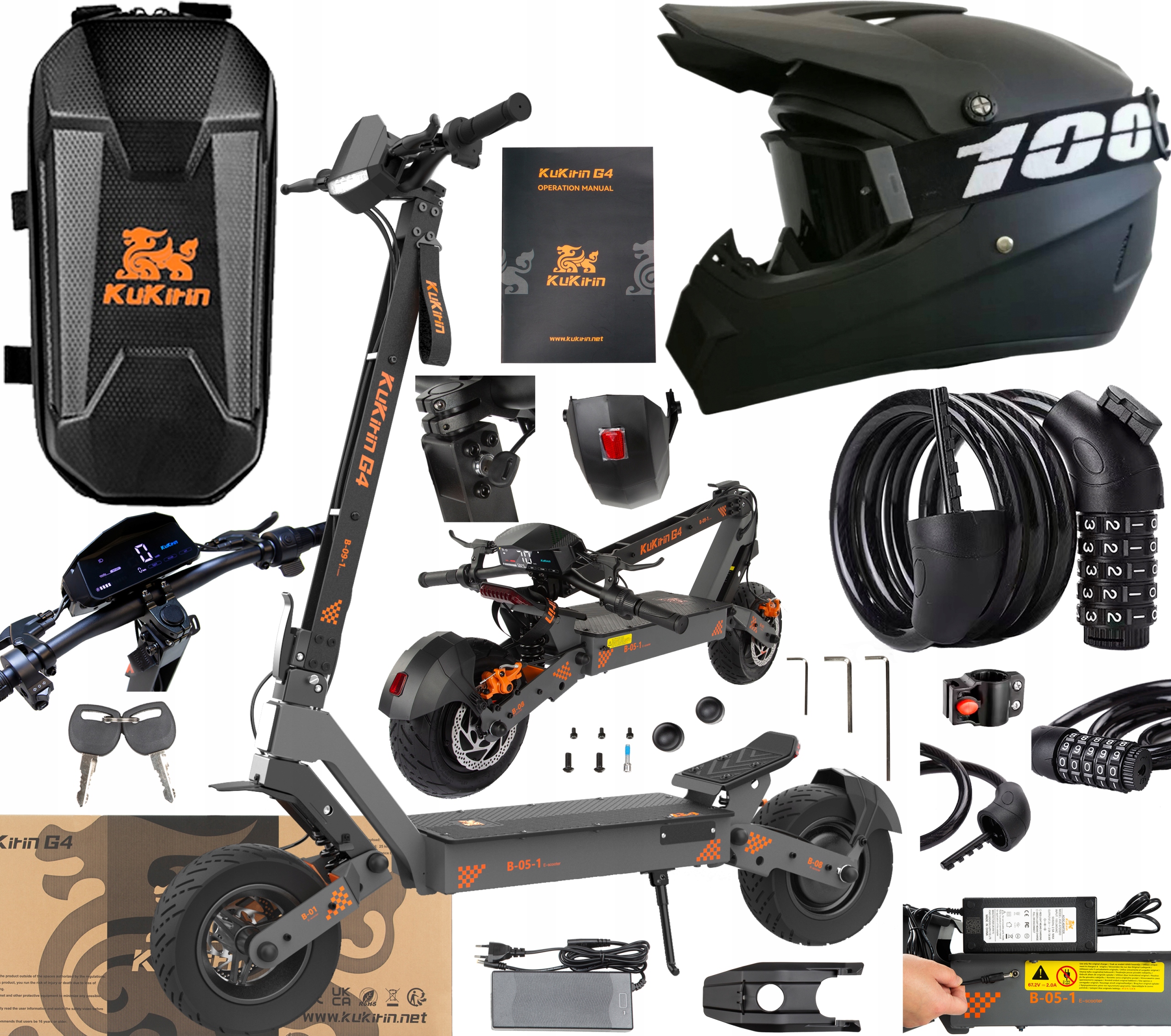 KuKirin G4 Elektrické skládací vozidlo 2400W 60V 20Ah 70KM/H Pl Dárek