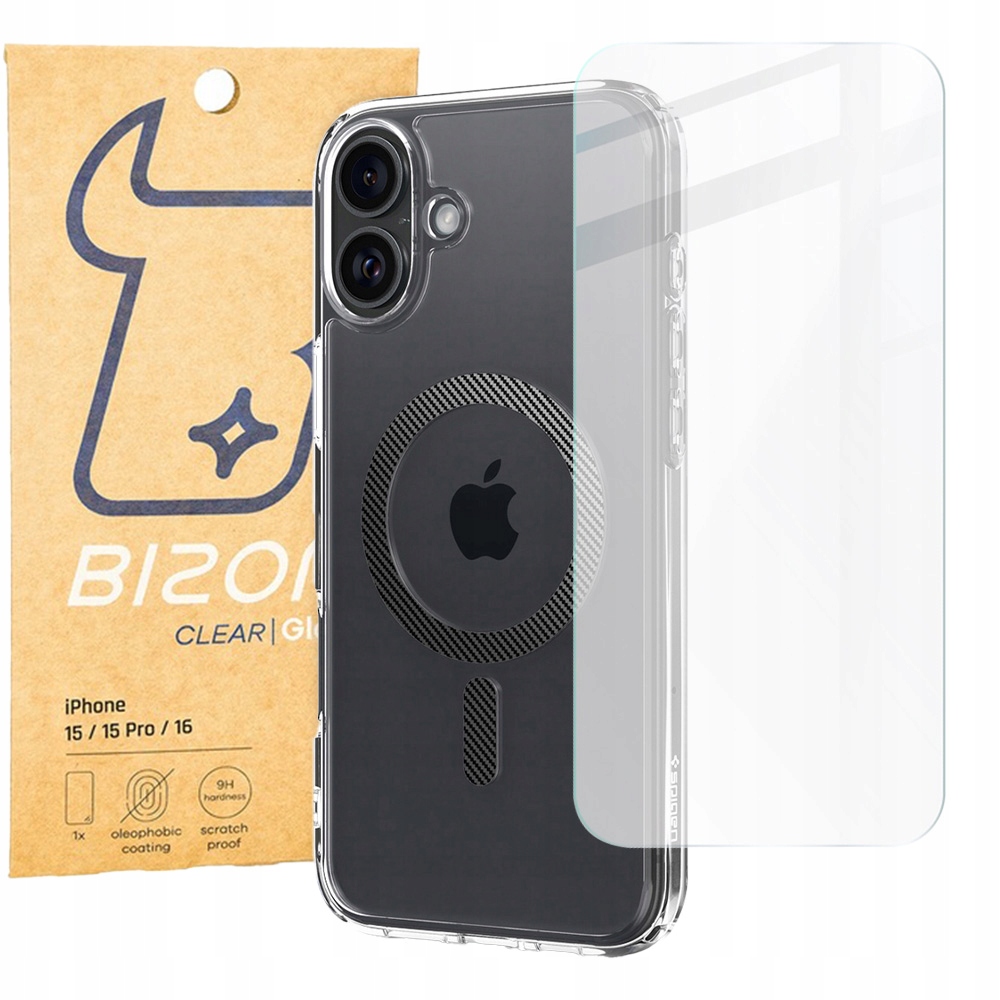 Pouzdro sklo pro iPhone 16, Spigen, Bizon, pro MagSafe zadní kryt