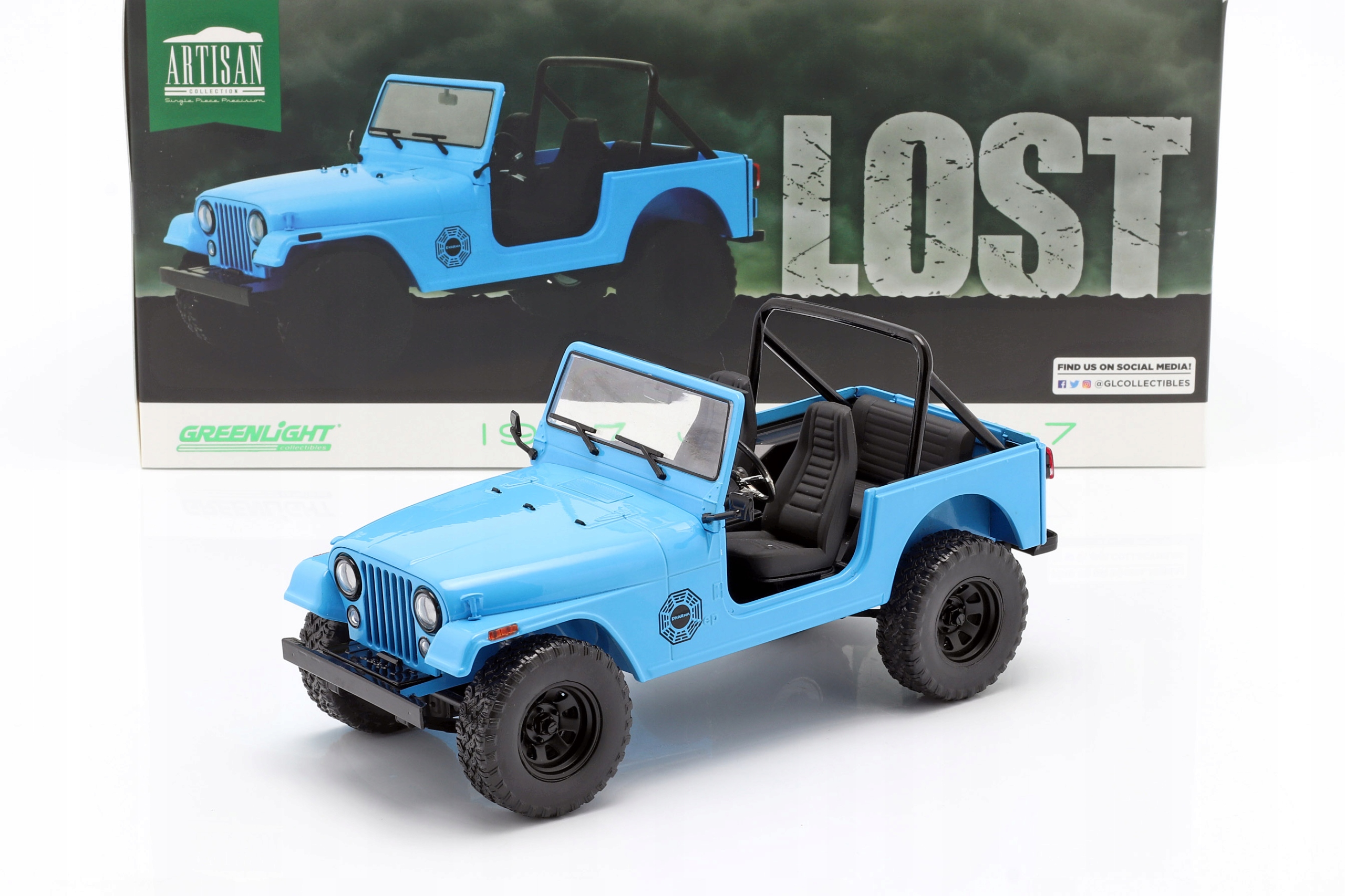 Greenlight Jeep CJ-7 Dharma 1977 z televizního seriálu Lost (2004-2010) 1:18