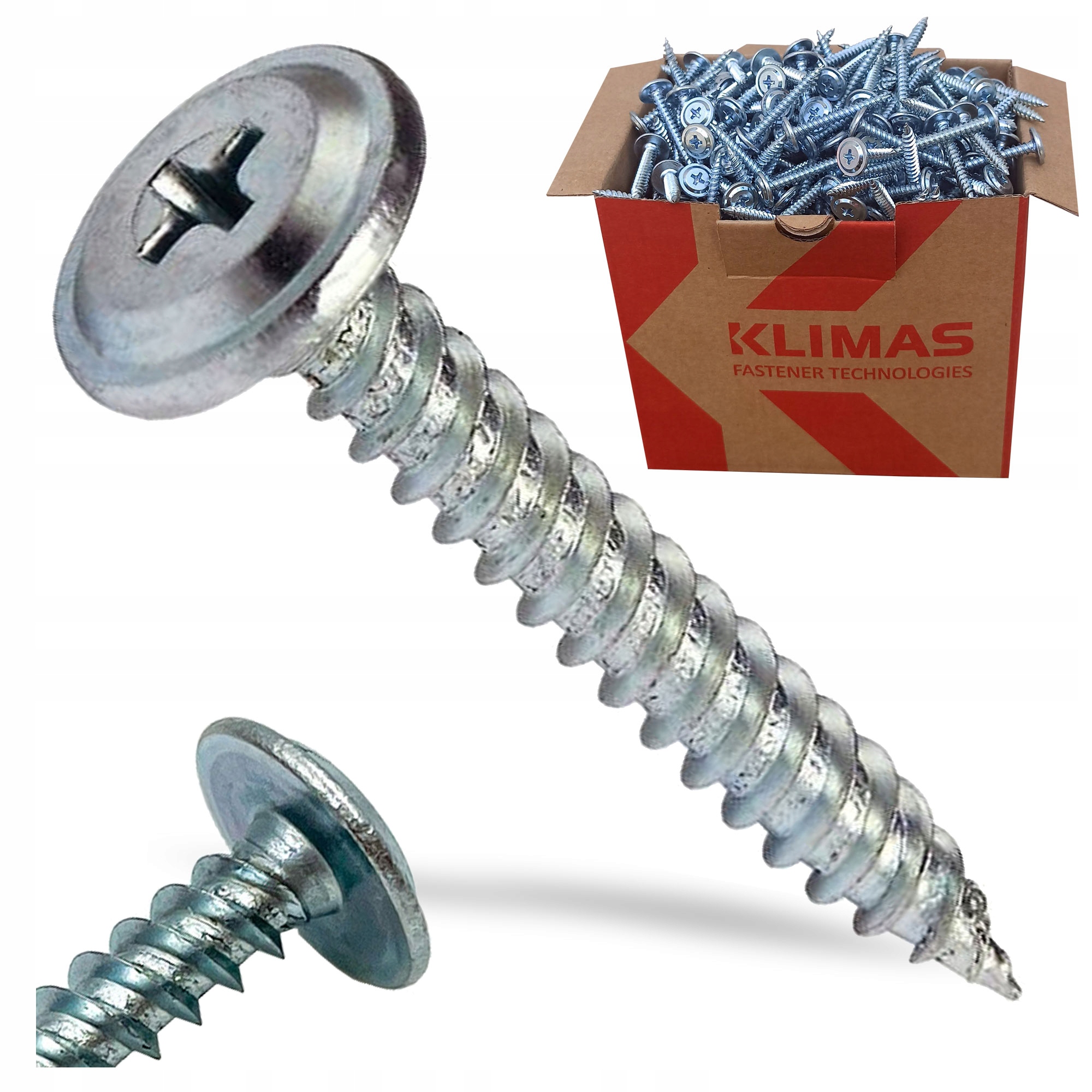 WKRĘTY PODKŁADKOWE SAMOGWINTUJĄCE 4,2x40mm METAL DREWNO 500szt OCYNK KLIMAS