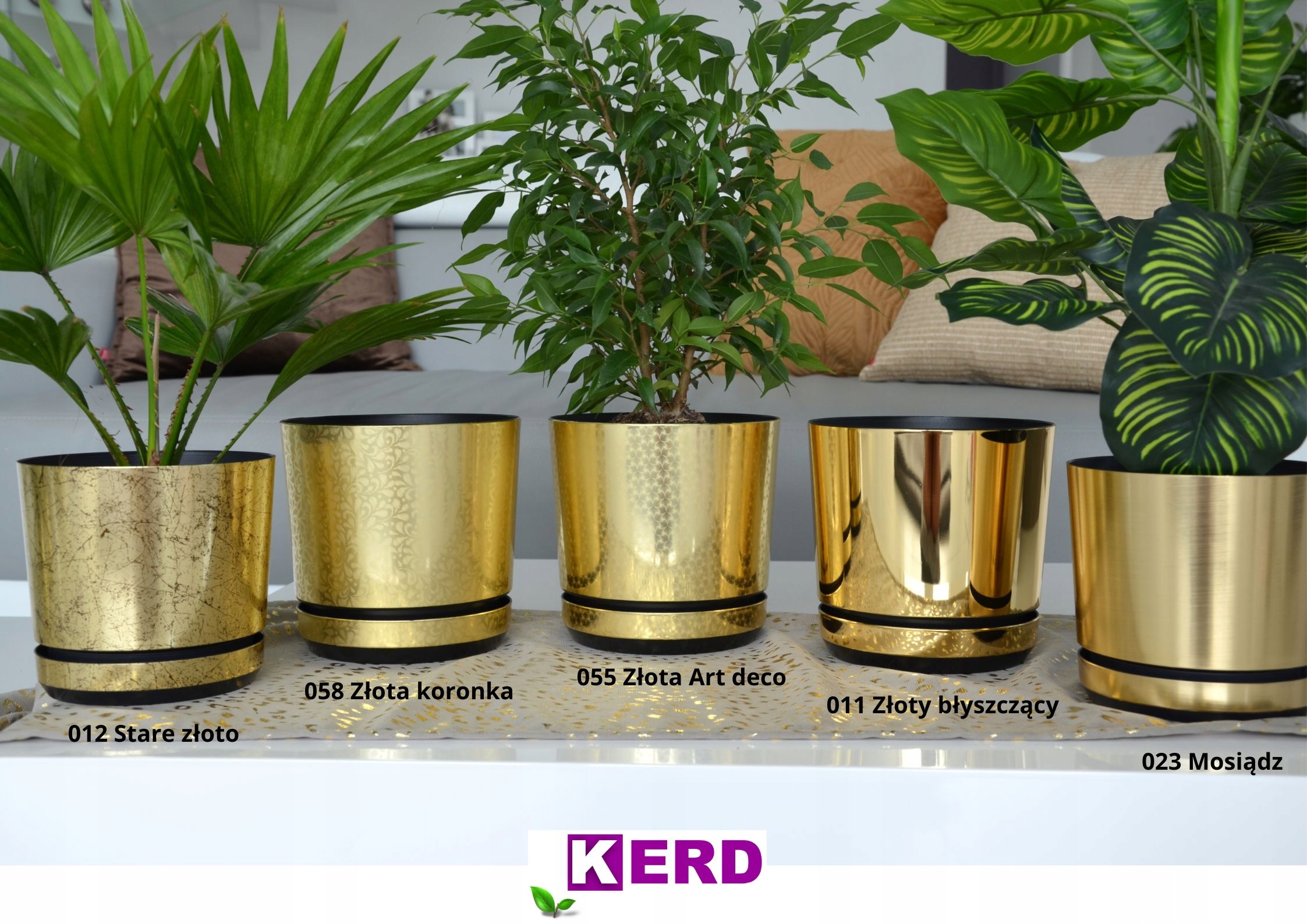 18 Doniczka z podstawką Osłonka ZŁOTA Art deco piękny wzór w stylu Glamour Szerokość podstawy 16 cm