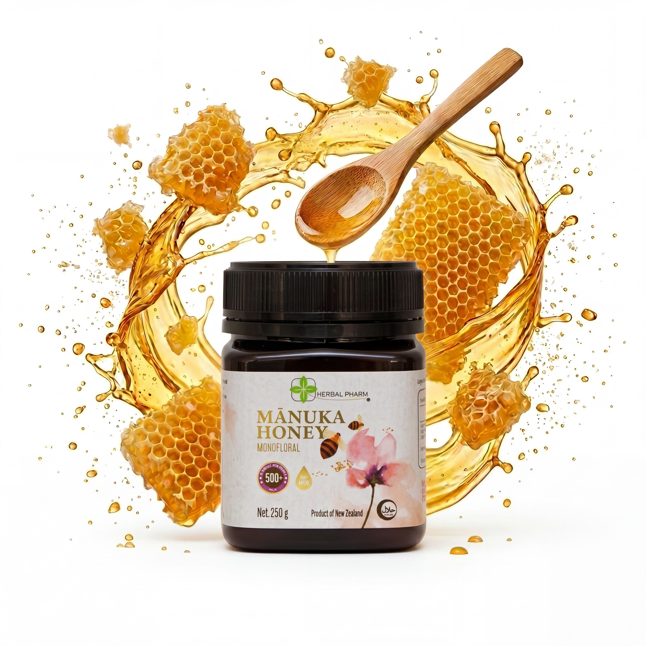 Miód Manuka Mgo 500+ Certyfikowany Mocny z łyżeczką drewnianą