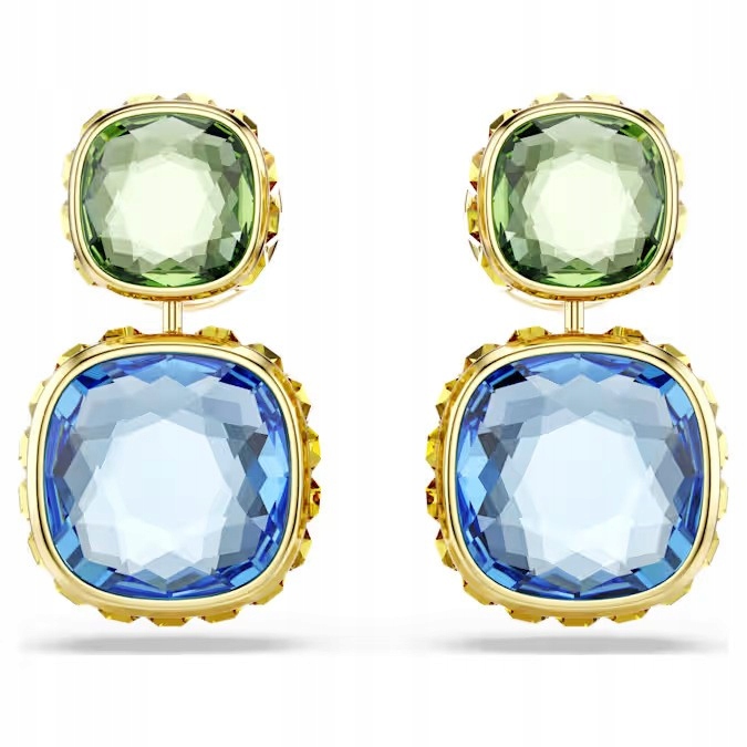 Náušnice Swarovski Chroma Velký modrý křišťál Ocel pozlacená tuha