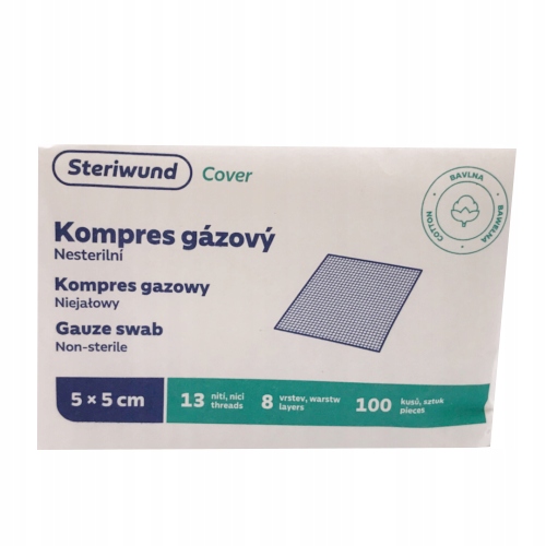

Kompres gazowy niejałowy 5cmx5cm 13N 8W 100szt