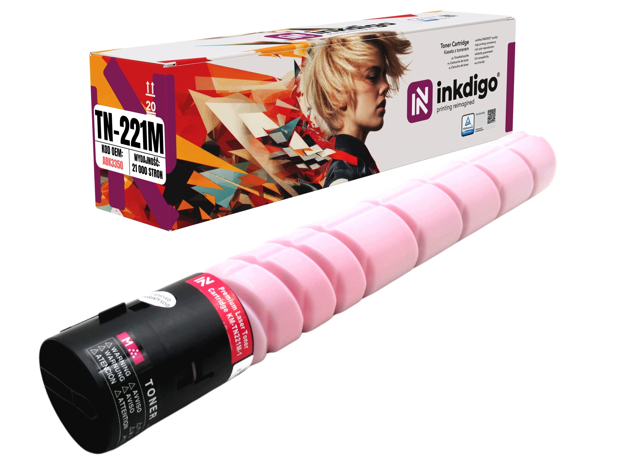 Náhradní toner TN221M pro Konica Minolta Bizhub C227 C287 A8K3350 Magenta