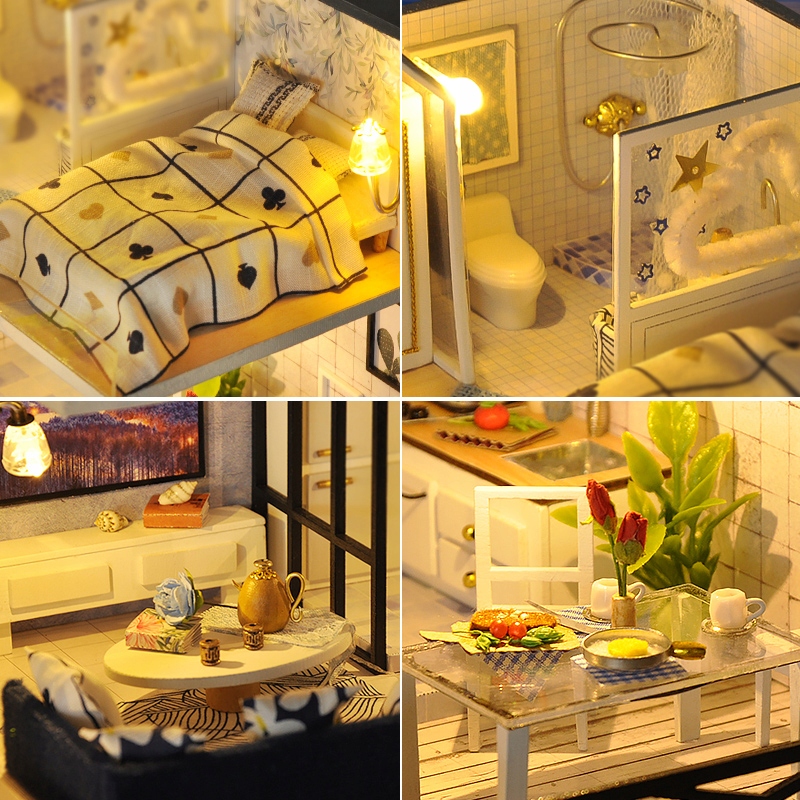 Puzzle 3D Model domku zimowego Meble LED Liczba elementów 500