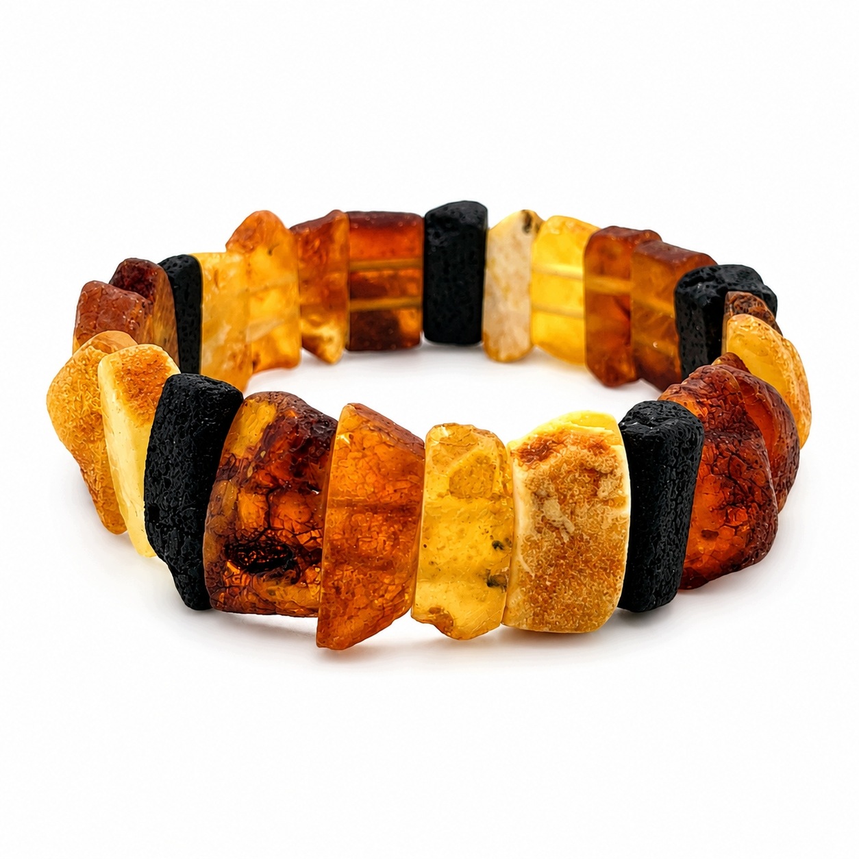 Náramek jantar surový, barevný, z jantaru, matný, přírodní