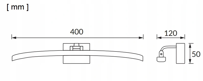 KINKIET ŁAZIENKOWY LED 8W LAMPA CZARNA NAD LUSTRO OKRĄGLY/WYGIĘTY Materiał dominujący metal