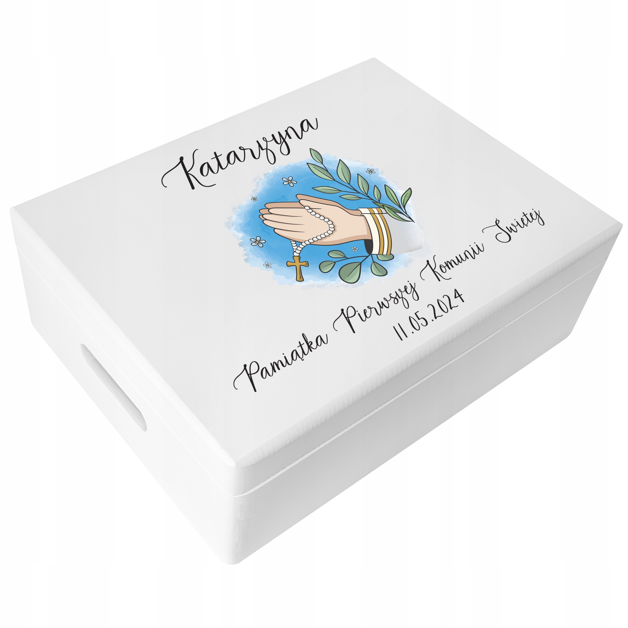 Krabička jako dárek první svaté přijímání obálky suvenýry Bible potisk 40x30x14
