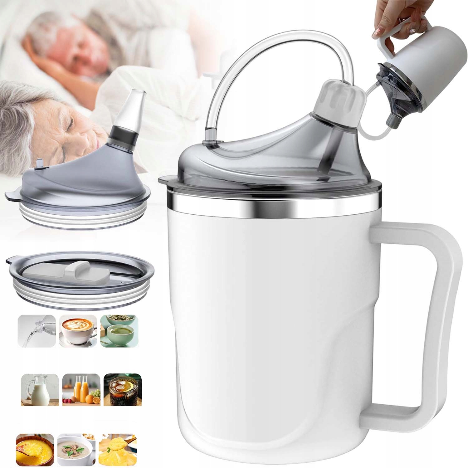 Kubek Niekapek Z Ustnikiem Dziubkiem Senior Dorosły 3W1 Z 2 Końcówki 400ML